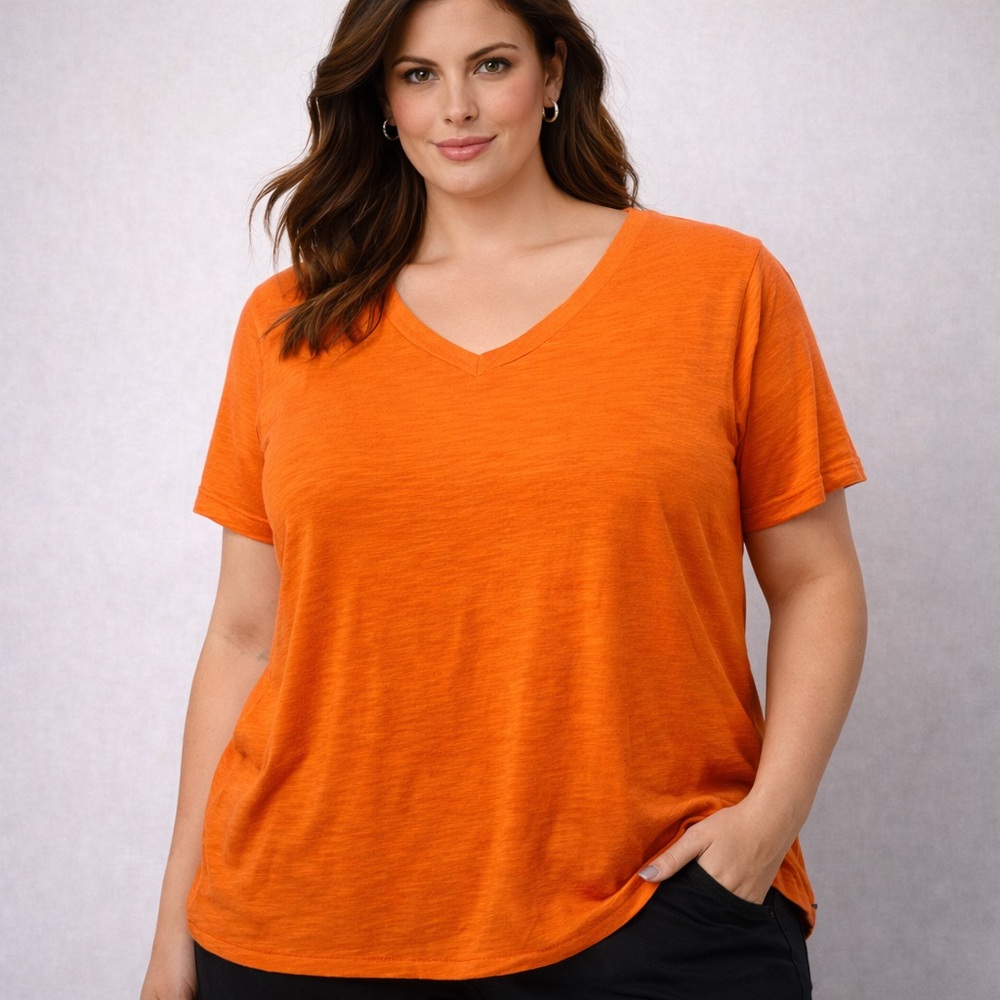 Old Navy Vintage Slub V-Neck Tee Orange Size L/G